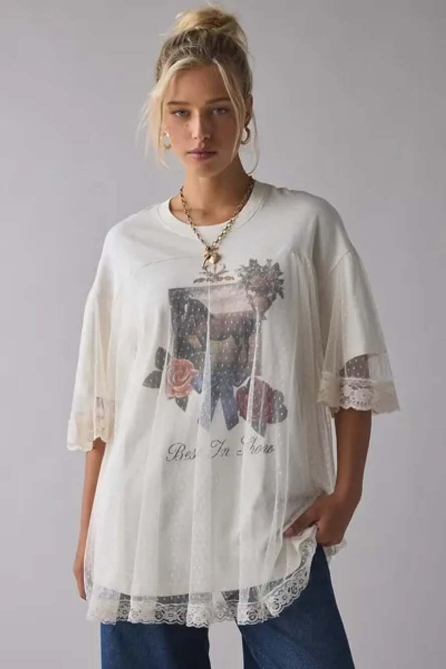 Kimchi Blue Best In Show Tulle Layered Graphic Tee